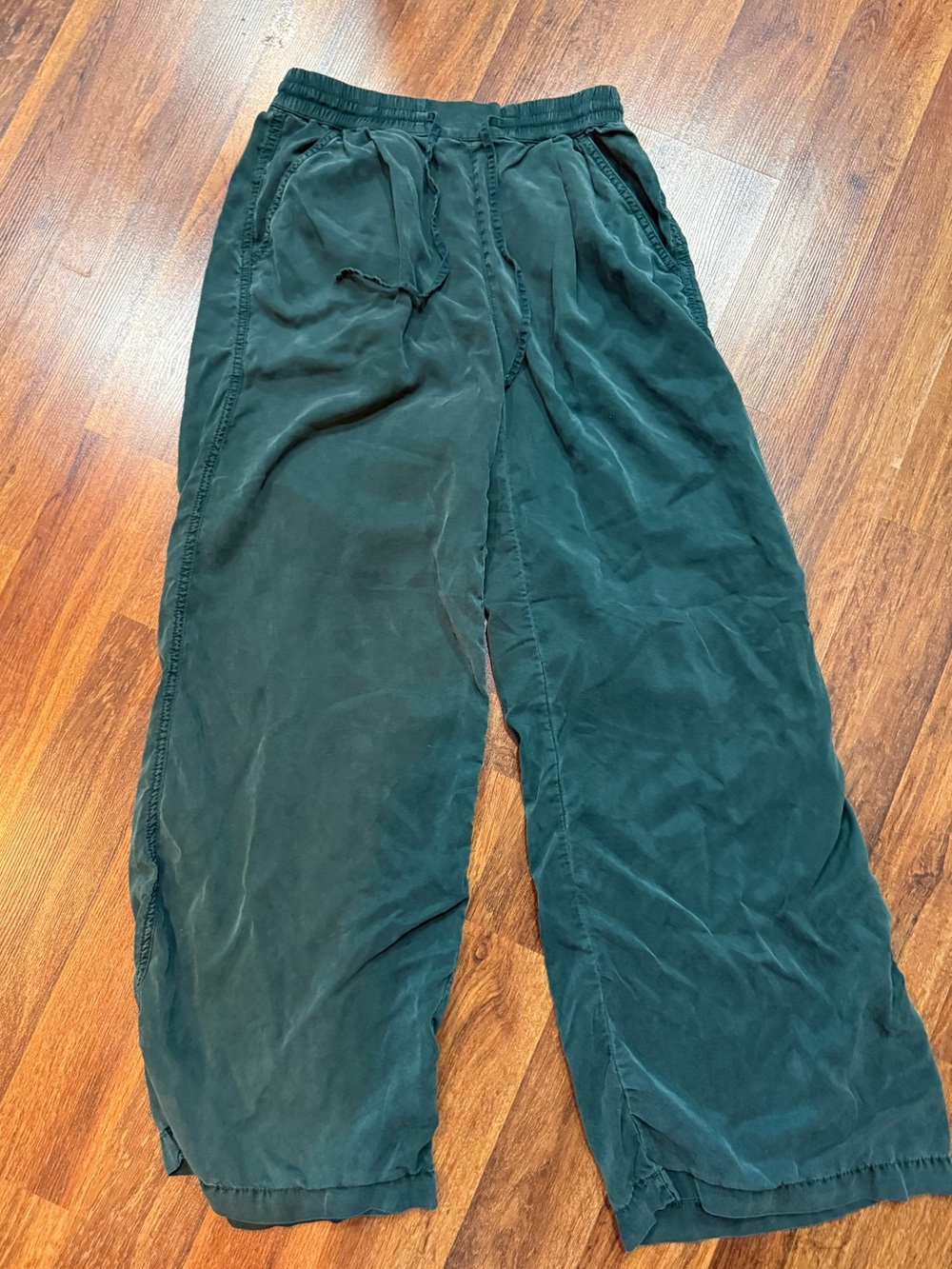 Aerie XXS Women's Relaxed Drawstring Baggy Wide Leg Pants - Dark Green